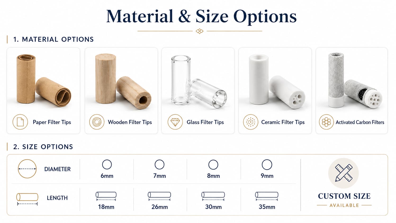unbleached paper filter tips 6mm